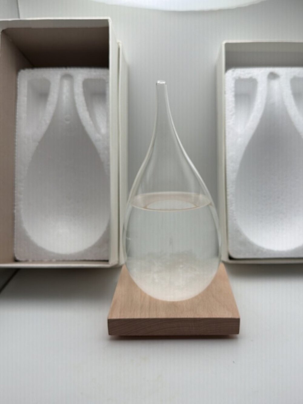 Storm Glass Weather Predictor Decor Wood Base Temperature Fitzroy‎ Crystal NWBox